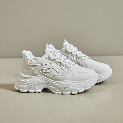 Breathable Student Sports Height Increasing Leather Low-top Shoes