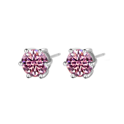 Moissanite Six-claw Ear Studs 1 Karat Simple Graceful