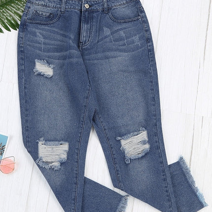 Stretchy Boyfriend Jeans For Women - Ripped, Distressed, Comfortable Denim Pants With Five-Pocket Design, Faded Wash, And Relaxed Fit Amazon Don't Sell