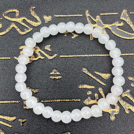 Natural White Marble Bracelet Flocculence Crystal Transparent Round Beads Simple