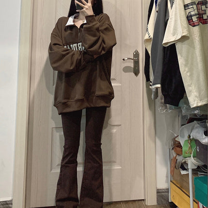 Loose National Tide Brand Half-Zip Lapel Sweater