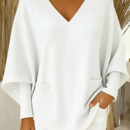 Relaxed Laid-back Soft And Cozy Womens Casual Solid-color V-neck Sweater
