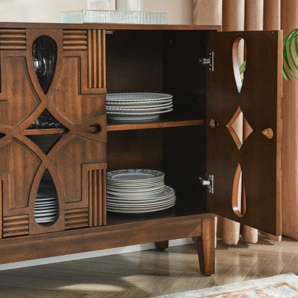 60.5 Mid Century Modern Sideboard Buffet Cabinet With Storage, TV Media Console Table, Storage Cabinet With 4 Doors   Adjustable Shelves For Kitchen Dining Living Room Bedroom Entryway, Walnut