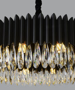 Éclairage moderne simple en cristal noir de Novah pour salon, avec un design élégant et épuré.