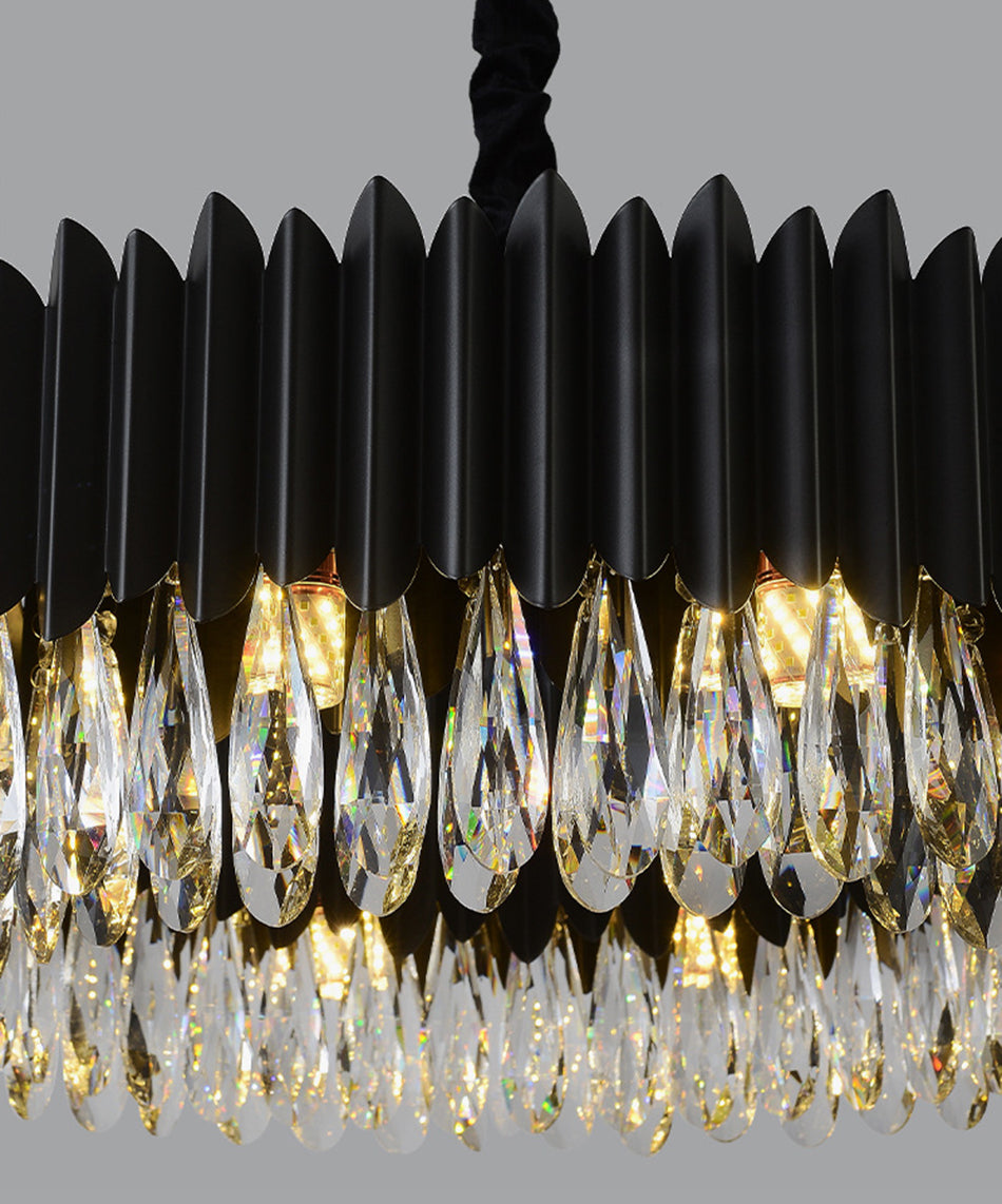 Éclairage moderne simple en cristal noir de Novah pour salon, avec un design élégant et épuré.