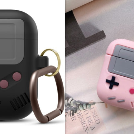 Compatible with Apple, Silicone Cover Case For Airpods Case Cover Compatible With For Airpods Pro Case Classic Game Player Design Case With Keychain