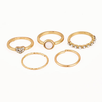 Women's Vintage Heart Opening Adjustable Ring Set