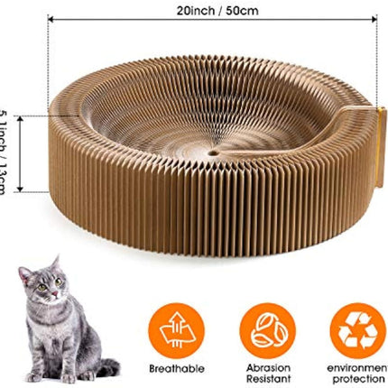 Collapsible Cat Scratcher Lounge Bed Cardboard Cat Bed, Corrugated Pet Scratcher Pad Round Cat Scratching Bed Nest For Indoor Big Large Kitty Kitten Cats