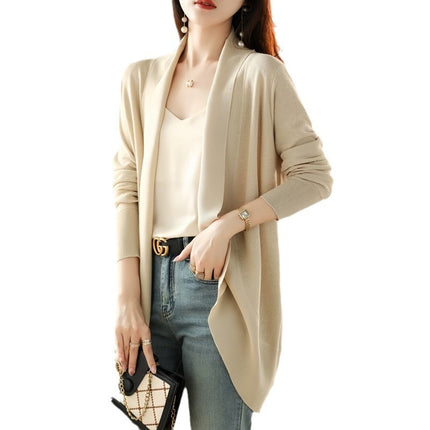 Women's Lapel Fashion Long Sleeve Shawl Sweater