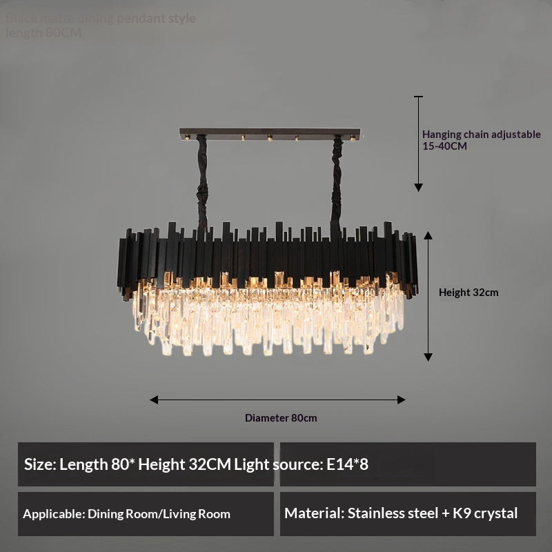 Lampe de salon moderne et simple en cristal noir de la marque Novah, éclairage élégant pour le salon.