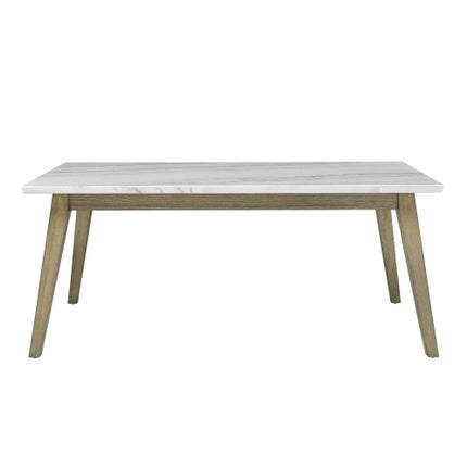 Vida - White Marble Top Dining Table - Brown White