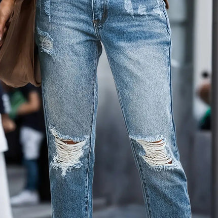 Stretchy Boyfriend Jeans For Women - Ripped, Distressed, Comfortable Denim Pants With Five-Pocket Design, Faded Wash, And Relaxed Fit Amazon Don't Sell