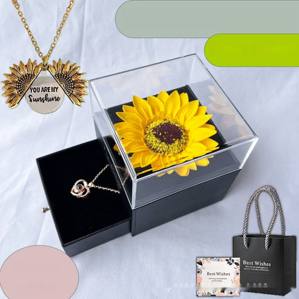 Artificial Flower Sunflower Necklace Acrylic Jewelry Box