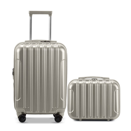 Vertical Pattern Two-piece Set 20 Inch Expandable With 14 Inch Suitcase