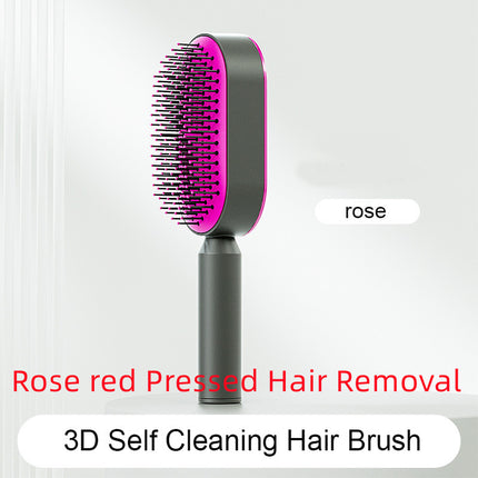 Self Cleaning Hair Brush For Women One-key Cleaning Hair Loss Airbag Massage Scalp Comb Anti-Static Hairbrush - Novah