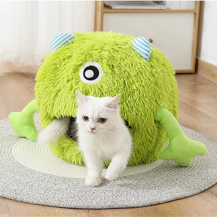 Cat Beds For Indoor Cats Cat Bed Machine Washable Fluffy Round Pet Bed Non Slip Calming Soft Plush Cuddler Cushion Self Warming For Small Dogs Kittens