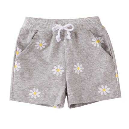 Girls' Light Gray Printing Little Daisy Shorts