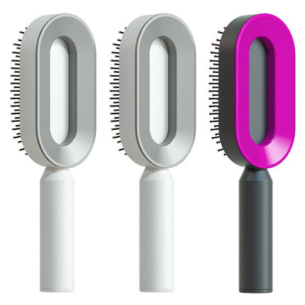 Self Cleaning Hair Brush For Women One-key Cleaning Hair Loss Airbag Massage Scalp Comb Anti-Static Hairbrush - Novah
