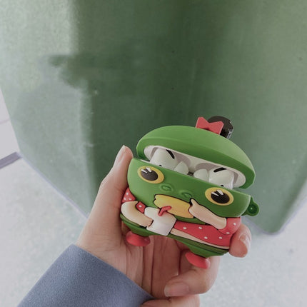 Cartoon Green Fish Head Earphone Case