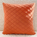 Coussin décoratif pour salon en velours avec motif artistique, marque Novah, sur un canapé moderne.