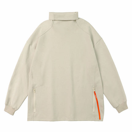 Adjustable Stand Collar Sweater Men And Women Loose Casual Solid Color Long Sleeves