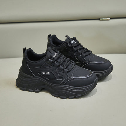 Breathable Student Sports Height Increasing Leather Low-top Shoes