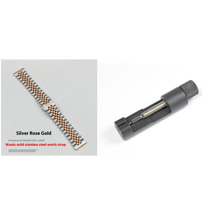 Five-bead Cow Ring Solid Stainless Steel Strap