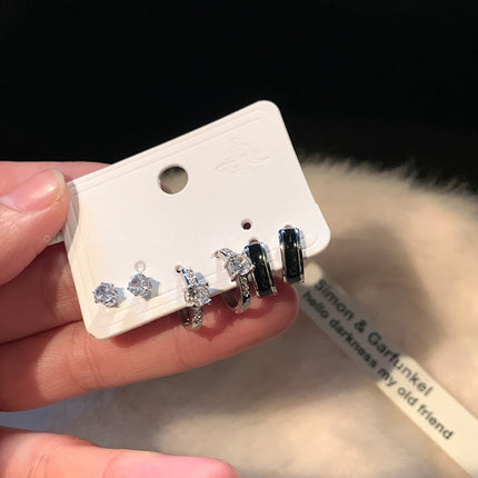 H Alphabet Letter Earrings Women's Silver Needle Small Delicate Earrings