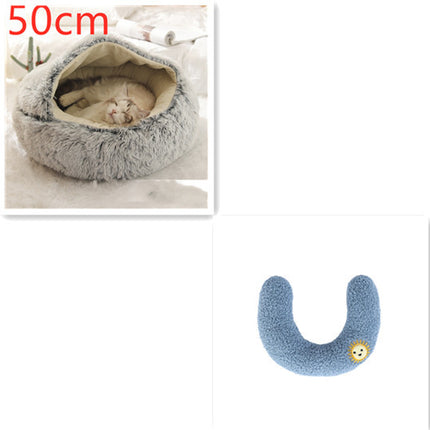2 In 1 Dog And Cat Bed Pet Winter Bed Round Plush Warm Bed House Soft Long Plush Pets Bed Pet Products