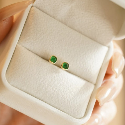 Colored Gems Four-claw Earrings For Women