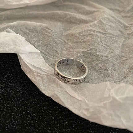 Retro Retro Roman Numerals Three-piece Ring Set Women