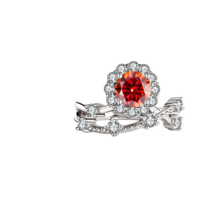 Moissanite Ring Women's Sterling Silver Platinum Niche