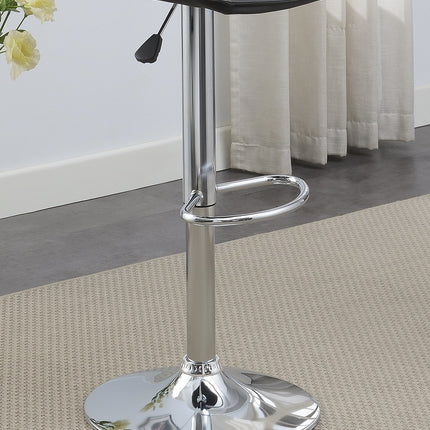Dining Kitchen Adjustable Bar Stool Chair Ebony Color Wax Polyurethane Leather Chrome Base Modern Set Of 2 Chairs Bar Stool