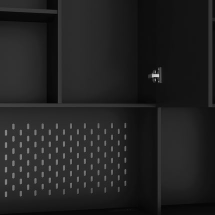 Freestanding Kitchen Pantry Cabinet Cupboard With 6 Doors,3 Shelves And 2 Drawer,Versatile Wardrobe & Kitchen Cabinet,Craft Storage Cabinet,Laundry Room Storage For Kitchen Black