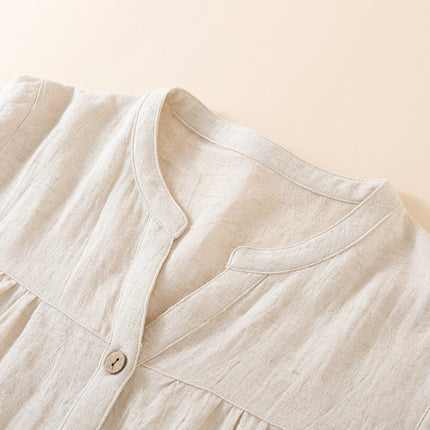 Womens Autumn Japanese-Style V-Neck Solid-Color Long-Sleeve Pantsuit