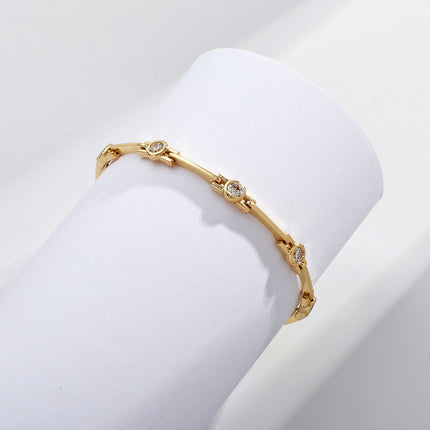14K Real Gold Inlaid Zirconium Simple Women's Bracelet