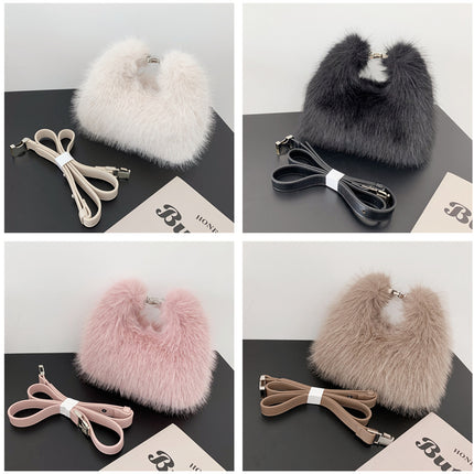 Autumn And Winter New Imitation Fox Fur Hand Holding Dinner Bag