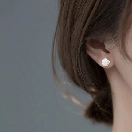 H Alphabet Letter Earrings Women's Silver Needle Small Delicate Earrings