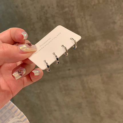 H Alphabet Letter Earrings Women's Silver Needle Small Delicate Earrings