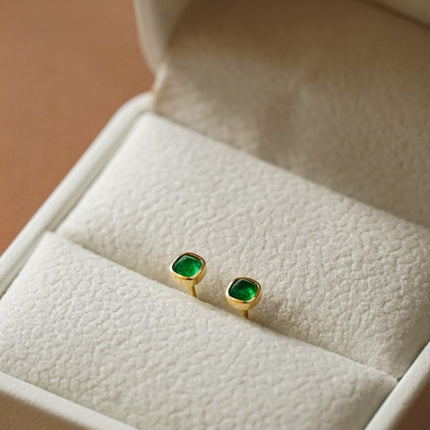 Colored Gems Four-claw Earrings For Women