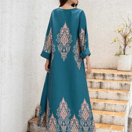 Ladies Middle East Abaya Abaya - Flower Printed Long Robe