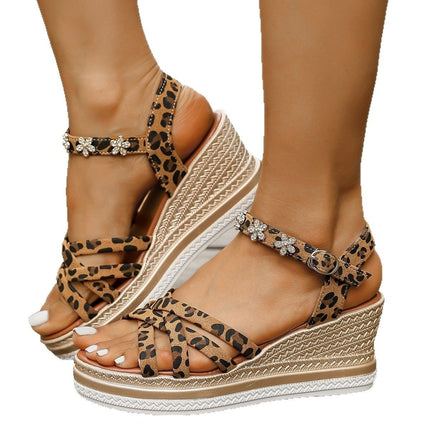 Suede Platform Ankle Buckle Open Toe Sandals For Women