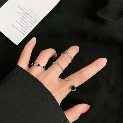 Four-piece Ring Combination Simple And Versatile Black Series Ring