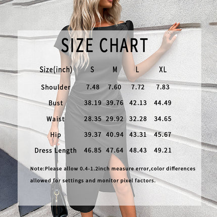 Women's Ruched Bodycon Midi Dress - Elegant Wrap Design With Side Slit