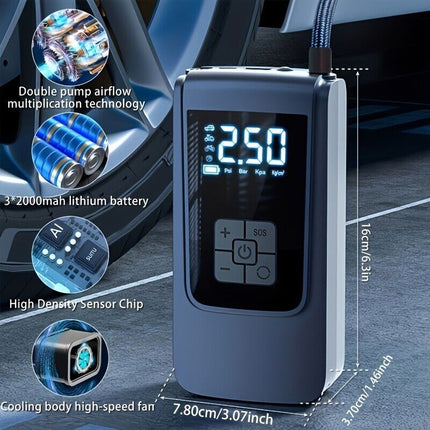 Cordless Digital Car Tyre Inflator USB Rechargeable Tire Air Compressor