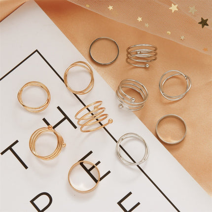 Women's Geometric Personality Cross Ring Six-piece Set