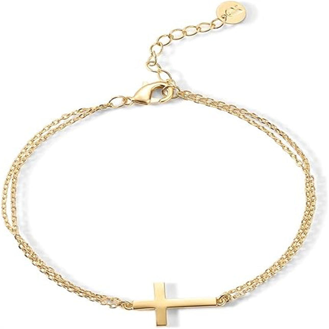 Cross Pendant Double-layer Bracelet Personality Ball Bead Chain Love Cut Black